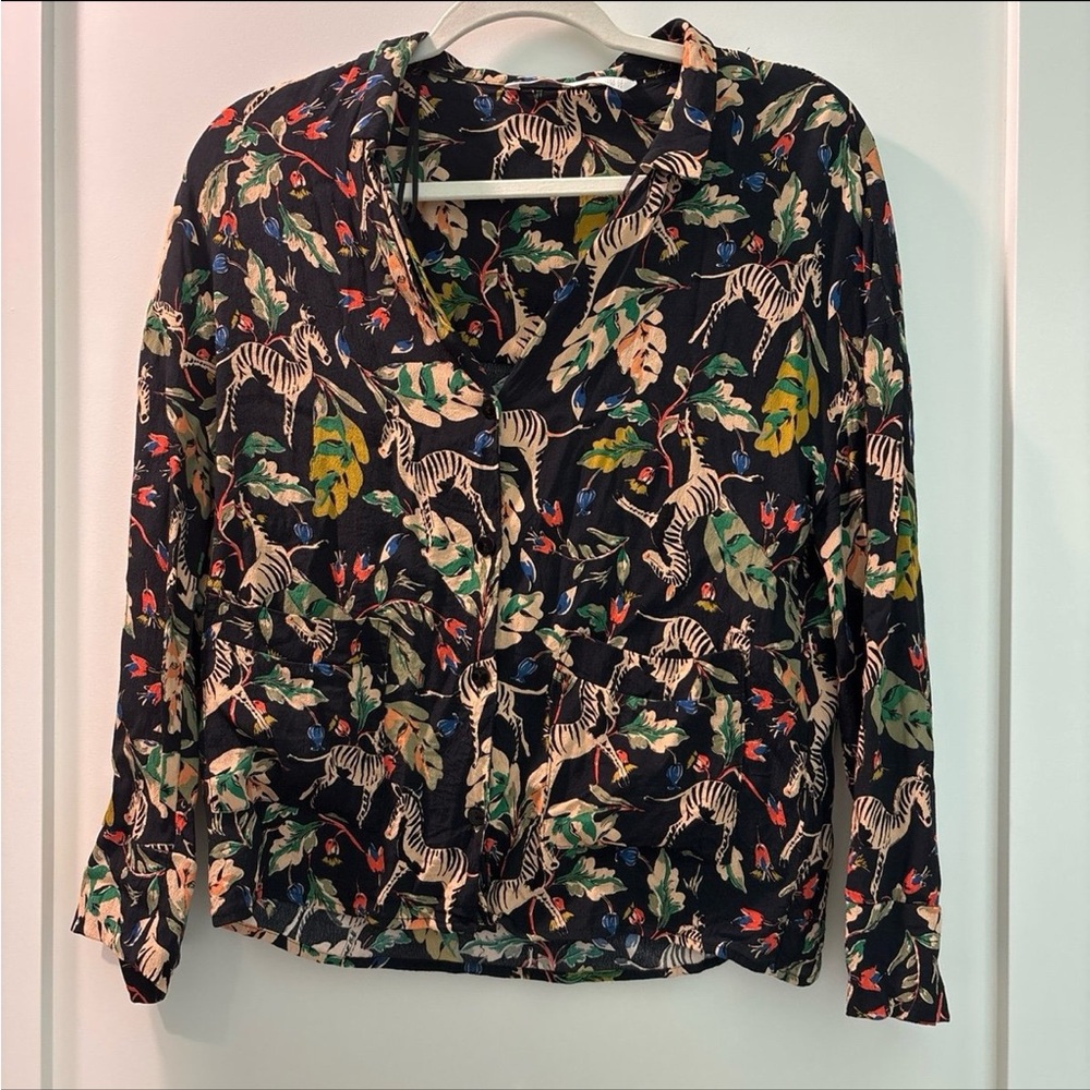 Zara Zebra and Floral Button Up